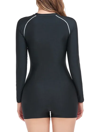 Zip-Up Shorts One Piece Swimsuit - Image 4
