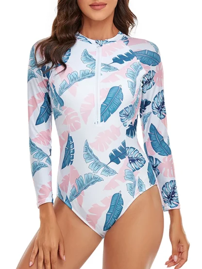 Half Zipper One Piece Swimsuit - Image 3