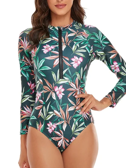 Half Zipper One Piece Swimsuit - Image 5