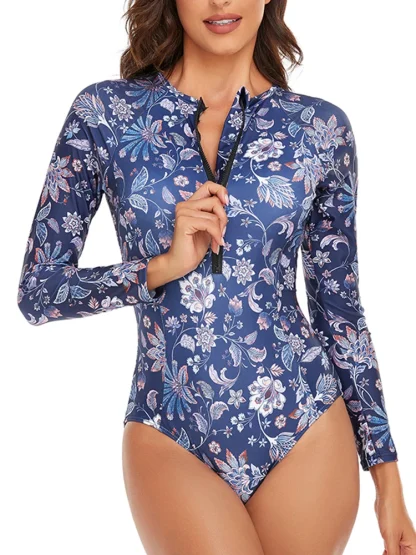 Half Zipper One Piece Swimsuit