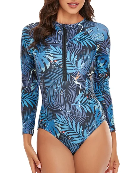 Half Zipper One Piece Swimsuit - Image 6