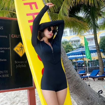 Front Zipper One Piece Swimsuit