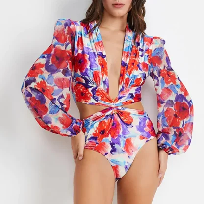 Mesh Long Sleeve One Piece Swimsuit - Image 6