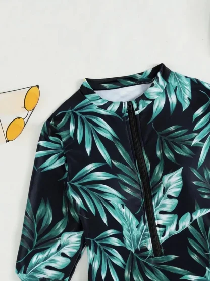 Leafy Print One Piece Swimsuit - Image 5