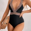 Lace Splicing One Piece Swimsuit - Image 4
