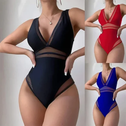 High Waist Mesh One Piece Swimsuit - Image 2