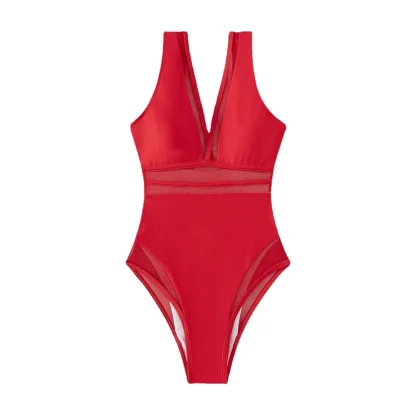 High Waist Mesh One Piece Swimsuit - Image 5