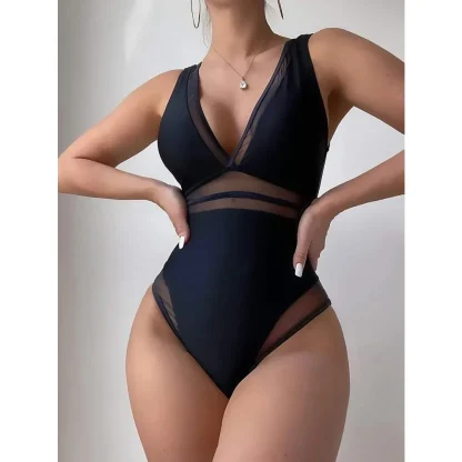High Waist Mesh One Piece Swimsuit