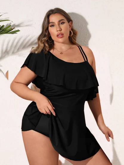 Ruffle One Piece Swimsuit with Skirt