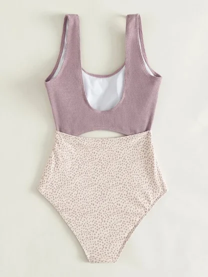 Ribbed Cut Out One Piece Swimsuit - Image 3