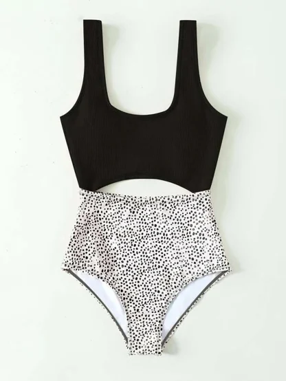 Ribbed Cut Out One Piece Swimsuit - Image 6