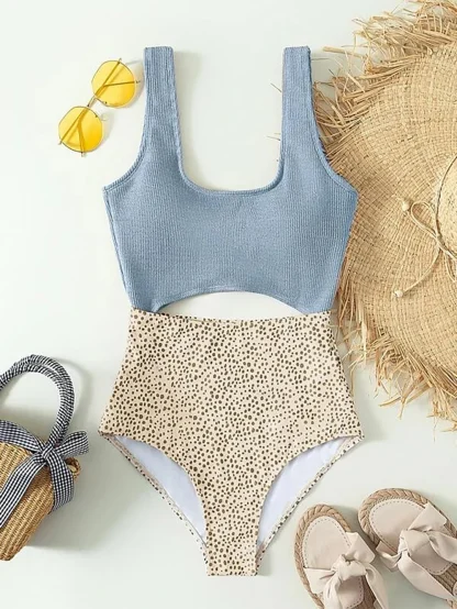 Ribbed Cut Out One Piece Swimsuit - Image 5
