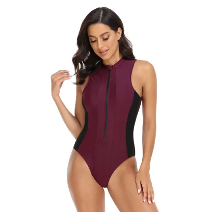 Zip Front One Piece Swimsuit - Image 5