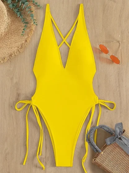 Chic Strappy One Piece Swimsuit - Image 6