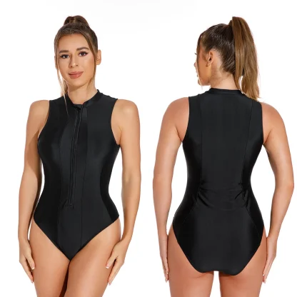 Zip Front One Piece Swimsuit - Image 2