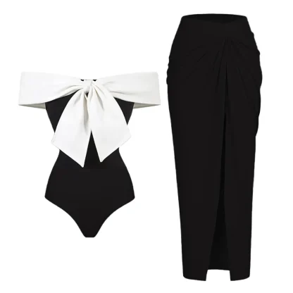 Open-Back Bow One-Piece Swimsuit