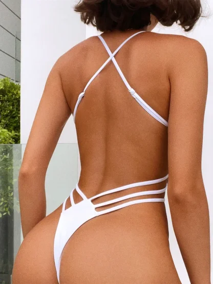 Sexy Criss Cross One Piece Swimsuit - Image 3