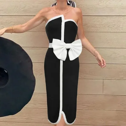 Tube Top Bow One Piece Swimsuit