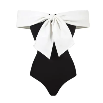 Open-Back Bow One-Piece Swimsuit - Image 2