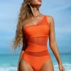 Mesh Patchwork One Piece Swimsuit