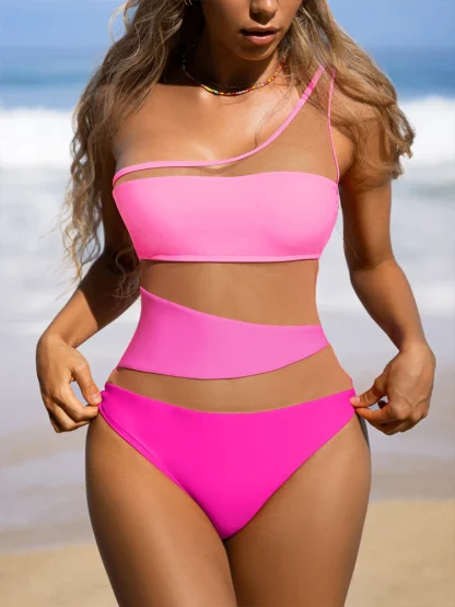 One Shoulder Mesh Swimsuit
