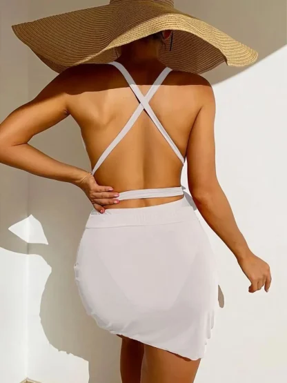 Cross Strap One Piece Swimsuit - Image 5