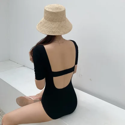 Sexy Short Sleeve One Piece Swimsuit - Image 4