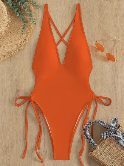 Chic Strappy One Piece Swimsuit - Image 2