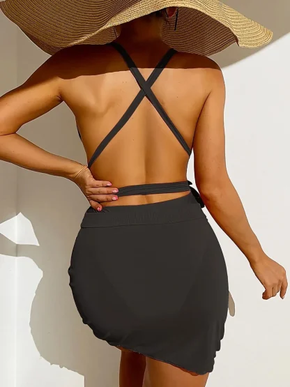 Cross Strap One Piece Swimsuit - Image 3