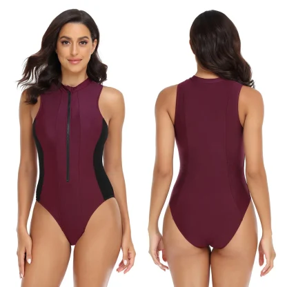 Zip Front One Piece Swimsuit - Image 3