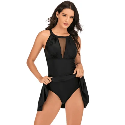 Mesh Hollow Out One Piece Swimsuit - Image 3