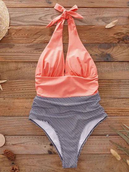 Halter V-Neck One Piece Swimsuit - Image 5