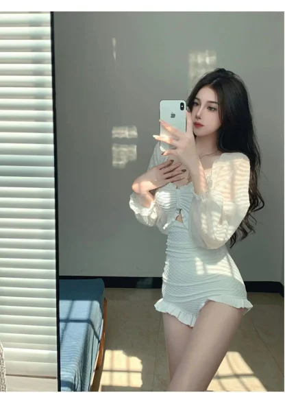 Ruffle Sleeve One Piece Swimsuit - Image 7