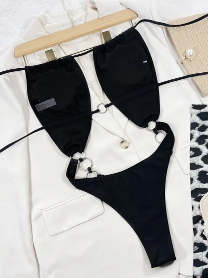 Hollow Design One Piece Swimsuit - Image 4