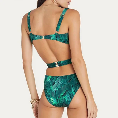 Belted One Piece Swimsuit with Skirt - Image 3