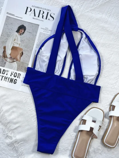 Single Shoulder One Piece Swimsuit - Image 5
