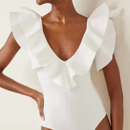 V-Neck Ruffled One Piece Swimsuit - Image 6