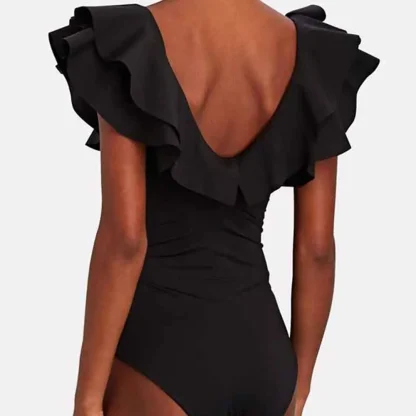 V-Neck Ruffled One Piece Swimsuit - Image 5