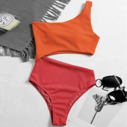 Patchwork One Piece Swimsuit - Image 5