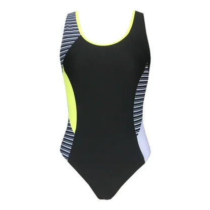Patchwork Athletic One Piece Swimsuit - Image 3
