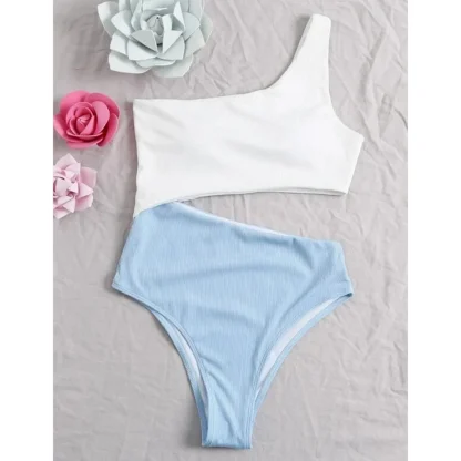 Patchwork One Piece Swimsuit - Image 4