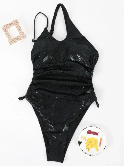 Oblique Shoulder One Piece Swimsuit - Image 6