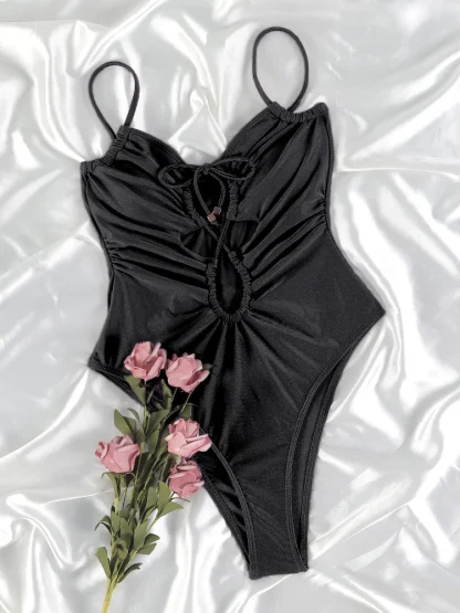 Hollow Out Bandage One Piece Swimsuit - Image 5