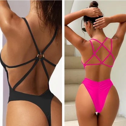 Elegant Backless One Piece Swimsuit - Image 6