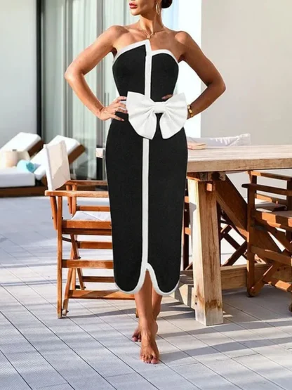 One-Piece Swimsuit with Waist Bow - Image 4