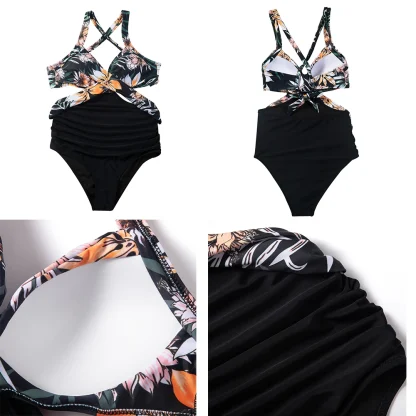 Flower Pattern One Piece Swimsuit - Image 6