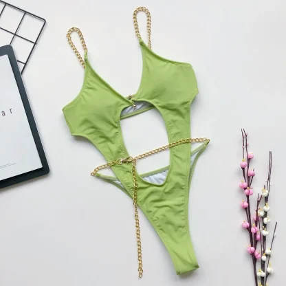 Cut Out Chain One Piece Swimsuit - Image 4