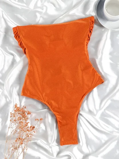 Sexy Solid Color One Piece Swimsuit - Image 5