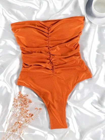 Sexy Solid Color One Piece Swimsuit - Image 4