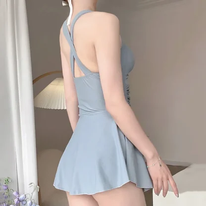 Chic One Piece Swimsuit with Skirt - Image 5